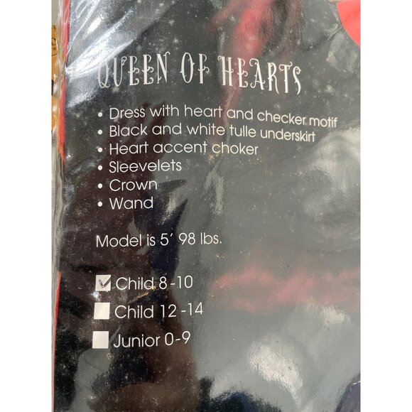 Tween Queen Of Hearts Costume Fun World Wicked Innocence Size 8-10 Black Red NEW - Picture 3 of 8